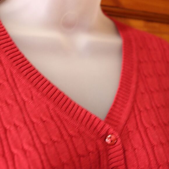 Croft & Barrow Red Henley Cable Knit Sweater Medium - Picture 3 of 14
